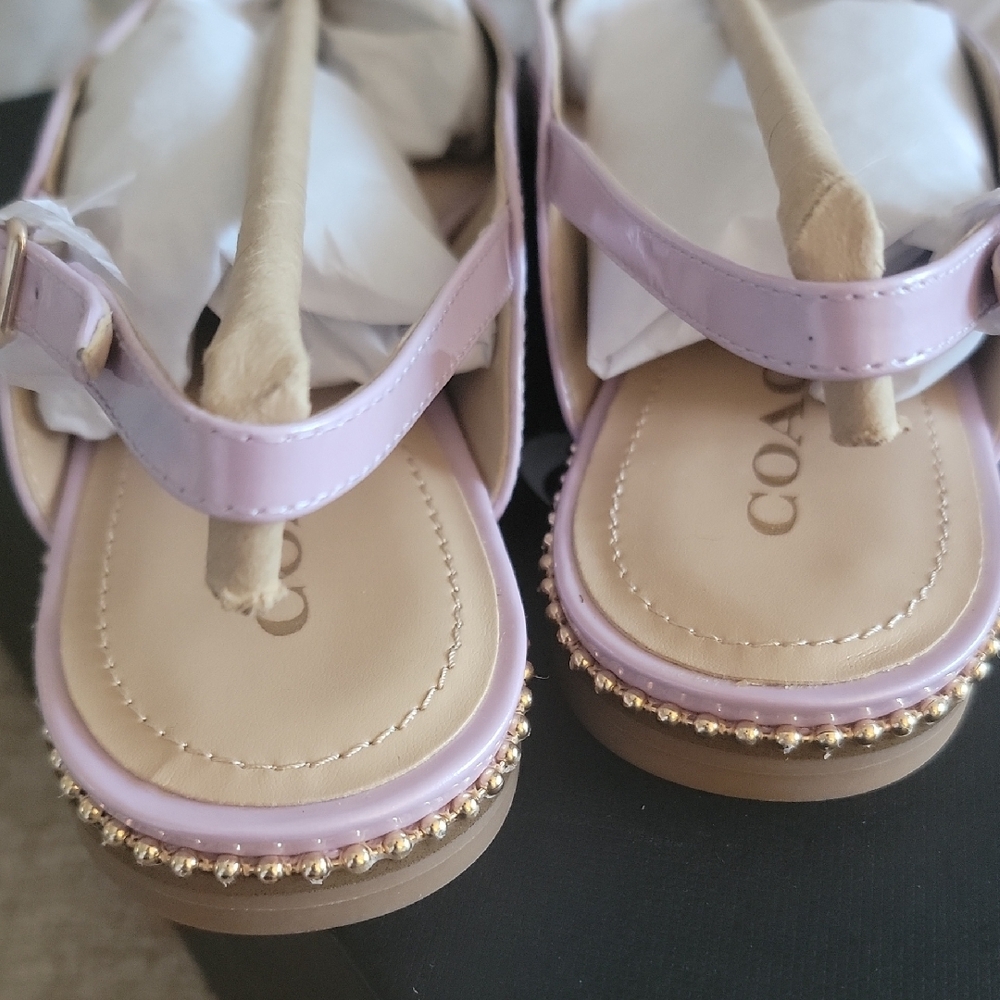 Coach Lilac Patent Leather Beaded-Trim Slingback Flats - Picture 8 of 10